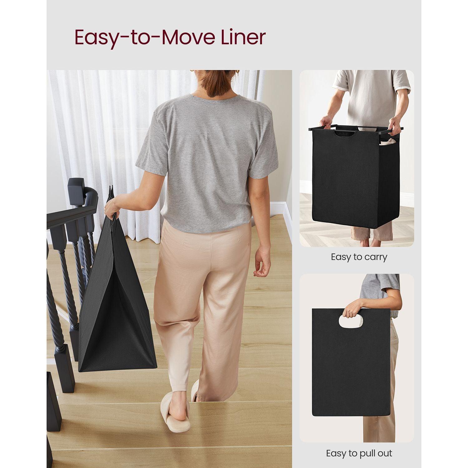 65L Laundry Hamper Rustic Brown and Black FredCo