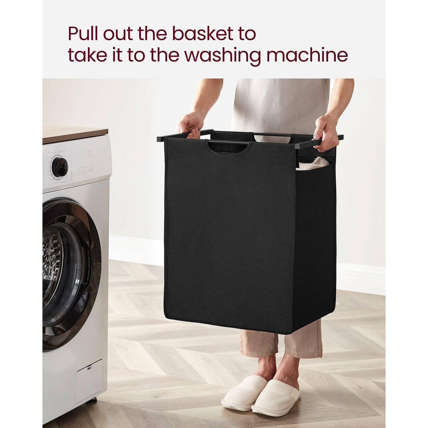 65L Laundry Hamper Rustic Brown and Black FredCo