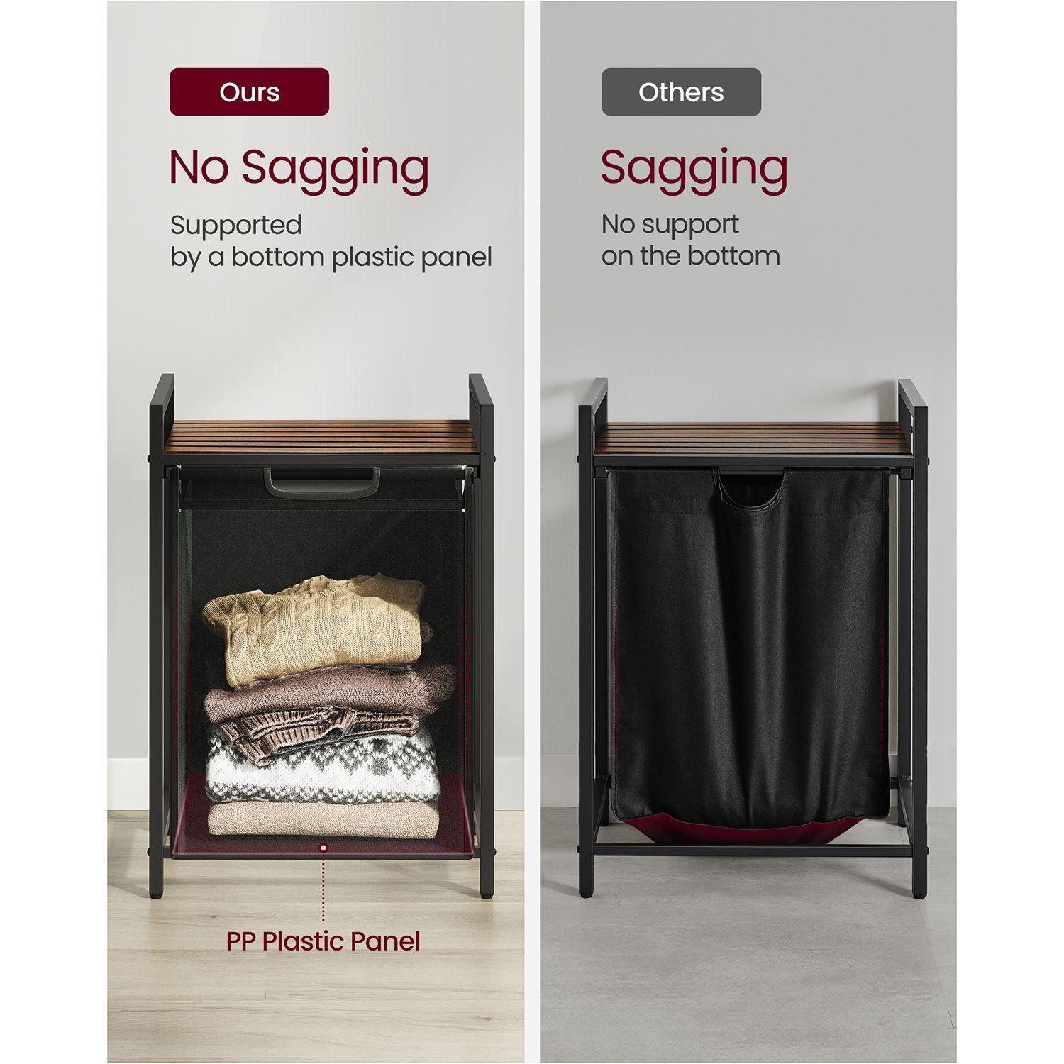 65L Laundry Hamper Rustic Brown and Black FredCo