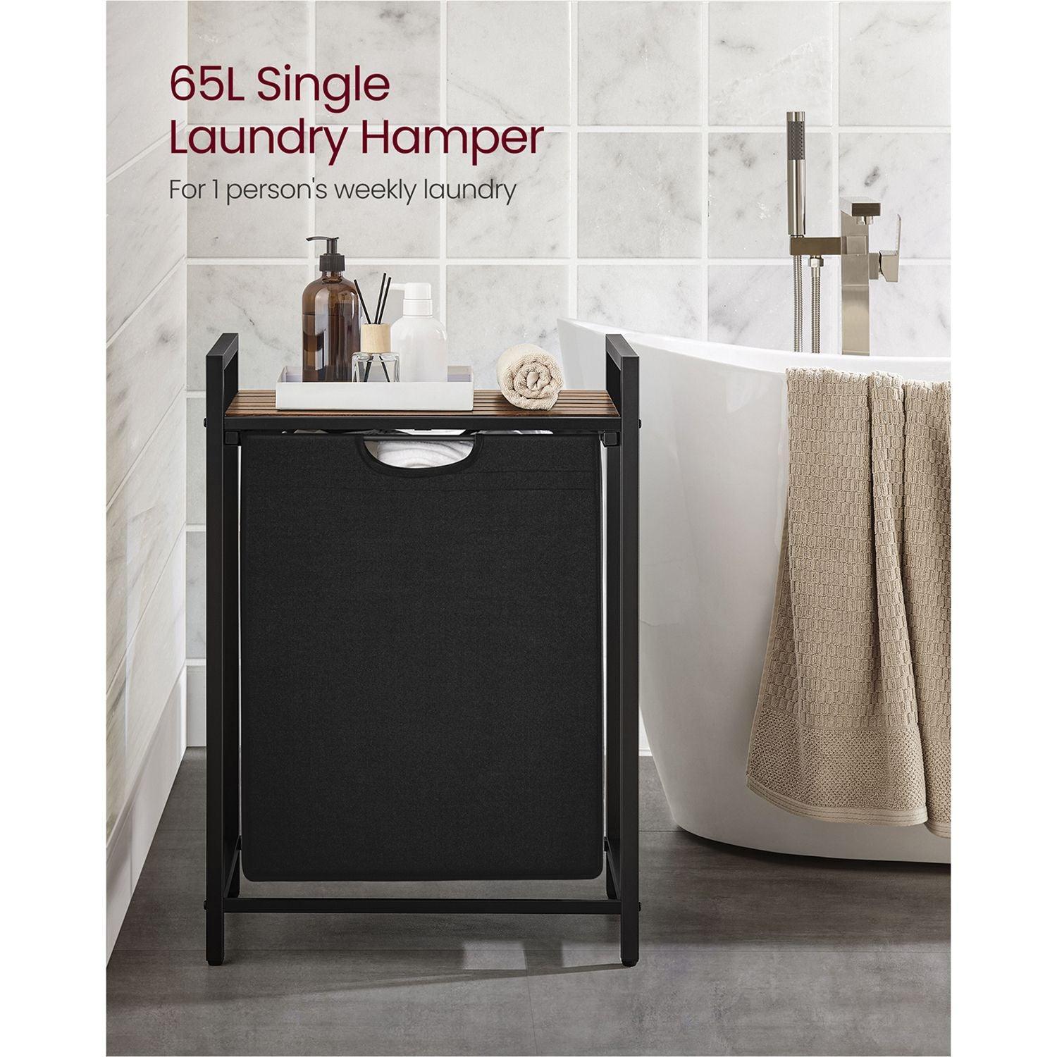 65L Laundry Hamper Rustic Brown and Black FredCo