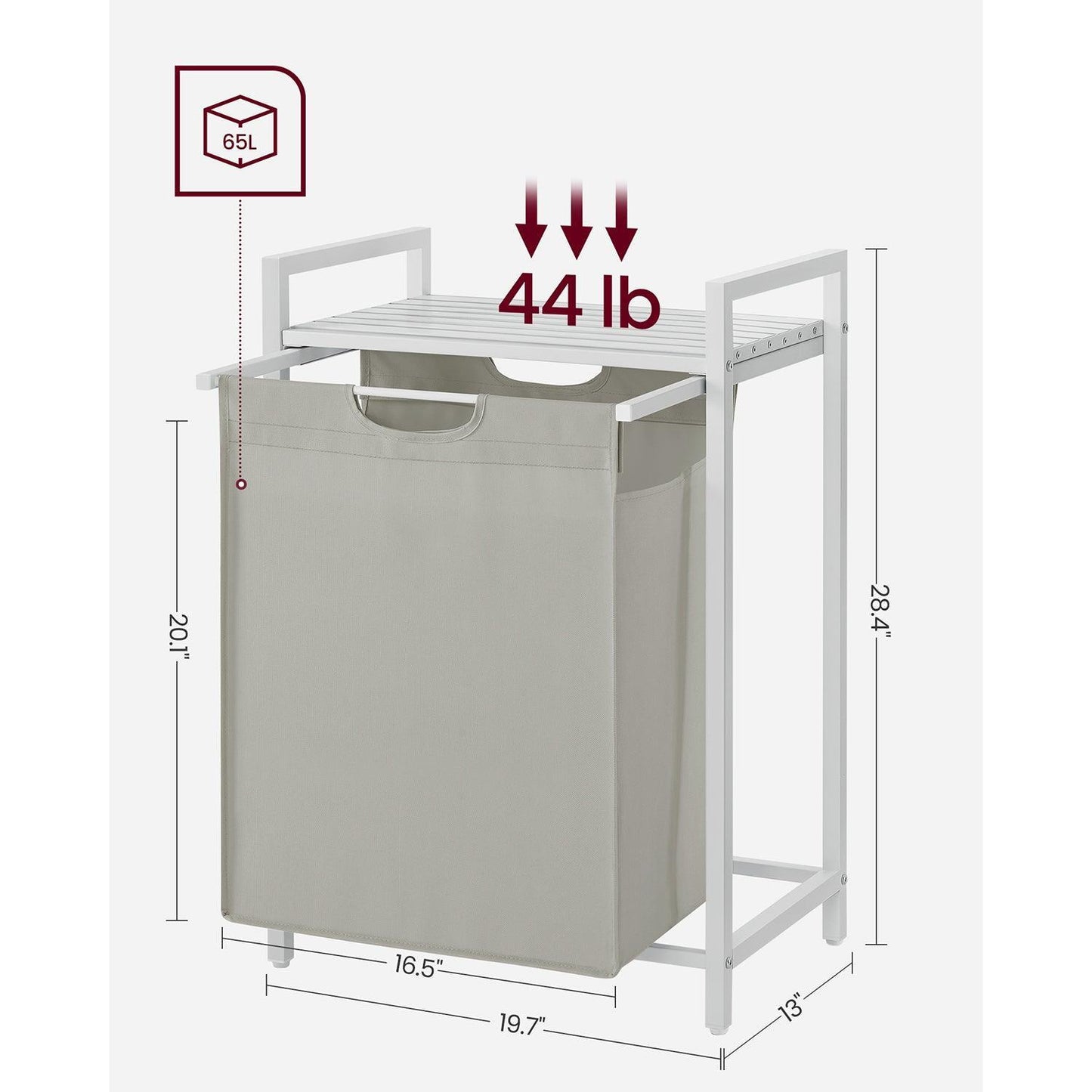 65L Laundry Hamper White FredCo