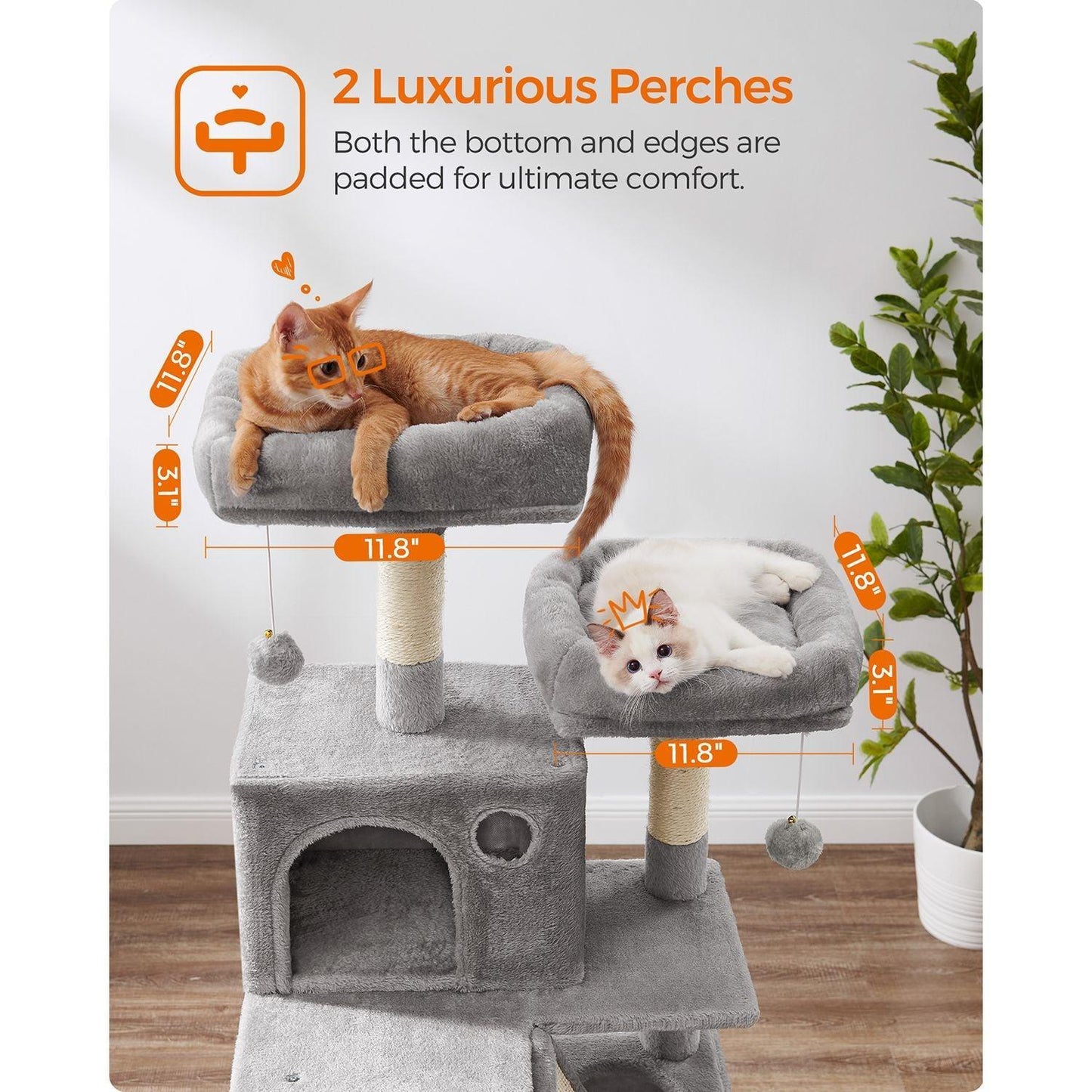 66.1-Inch Cat Tree Light Gray FredCo