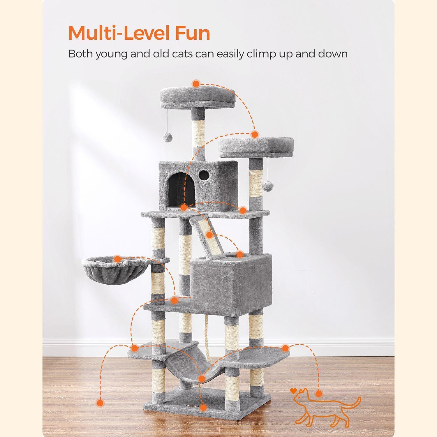 66.1-Inch Cat Tree Light Gray FredCo