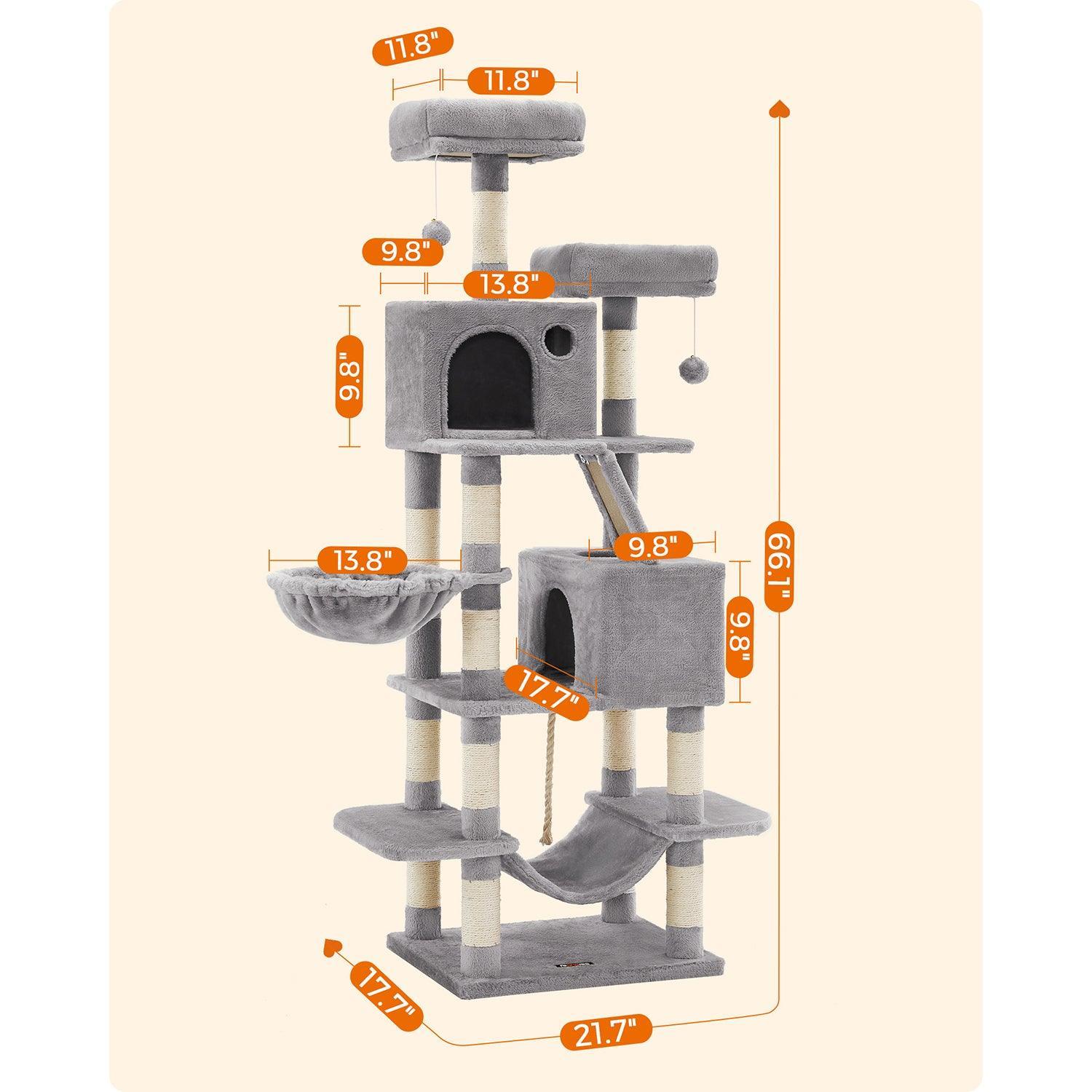 66.1-Inch Cat Tree Light Gray FredCo