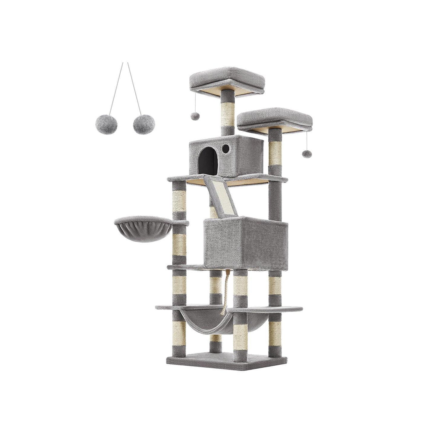 66.1-Inch Cat Tree Light Gray FredCo
