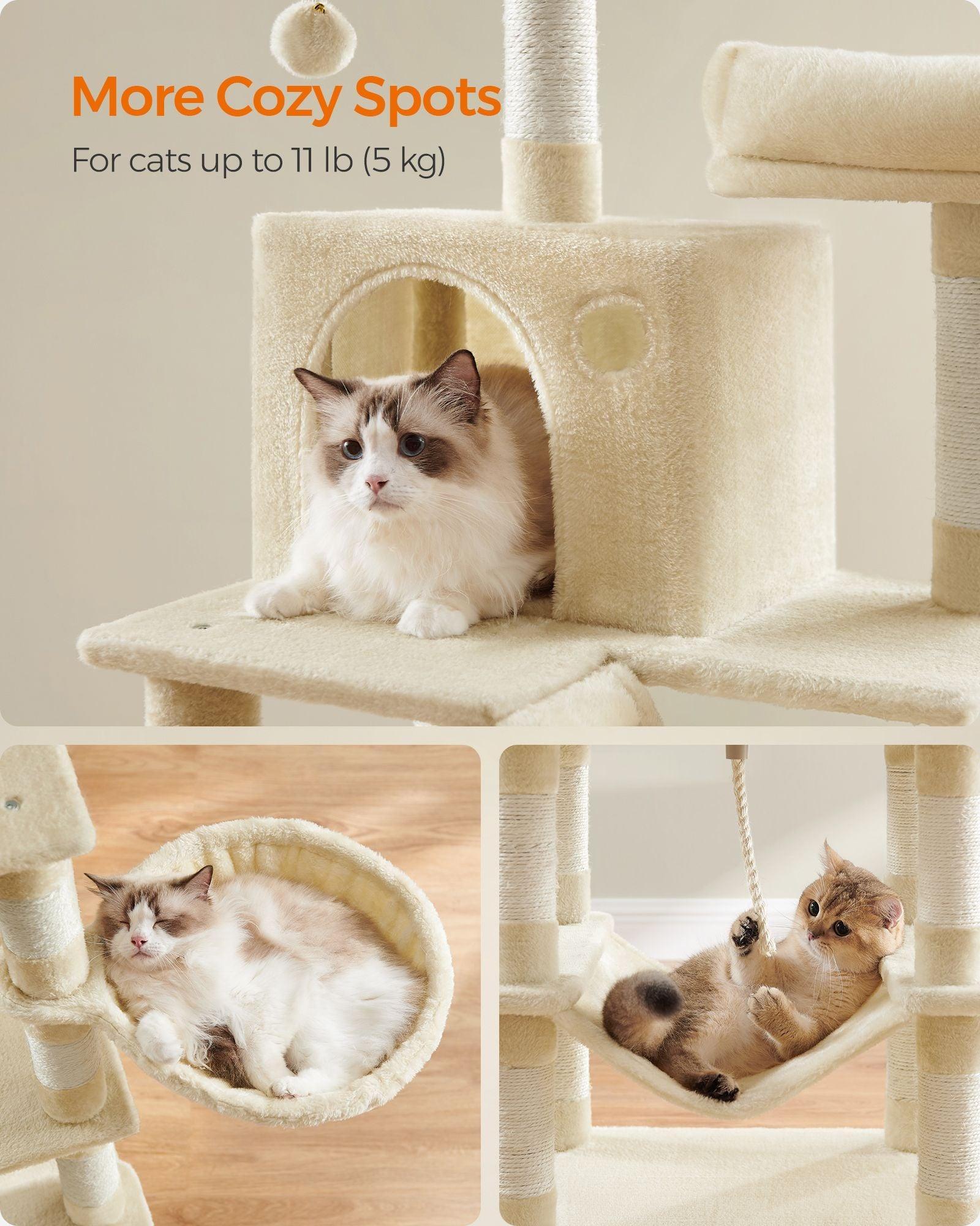 66.1" Tall Large Multi-Level Cat Tree with 13 Scratching Posts Beige FredCo