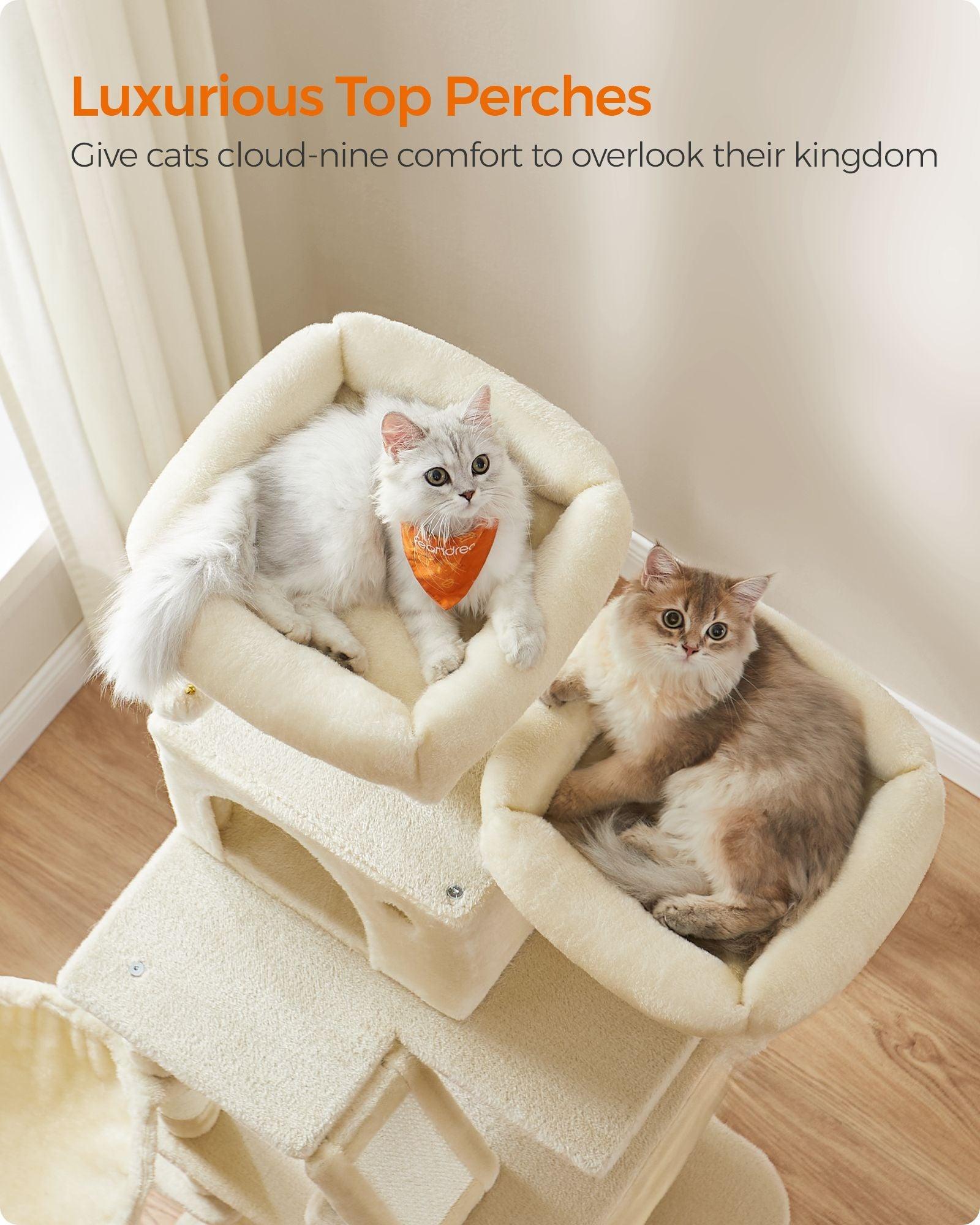 66.1" Tall Large Multi-Level Cat Tree with 13 Scratching Posts Beige FredCo