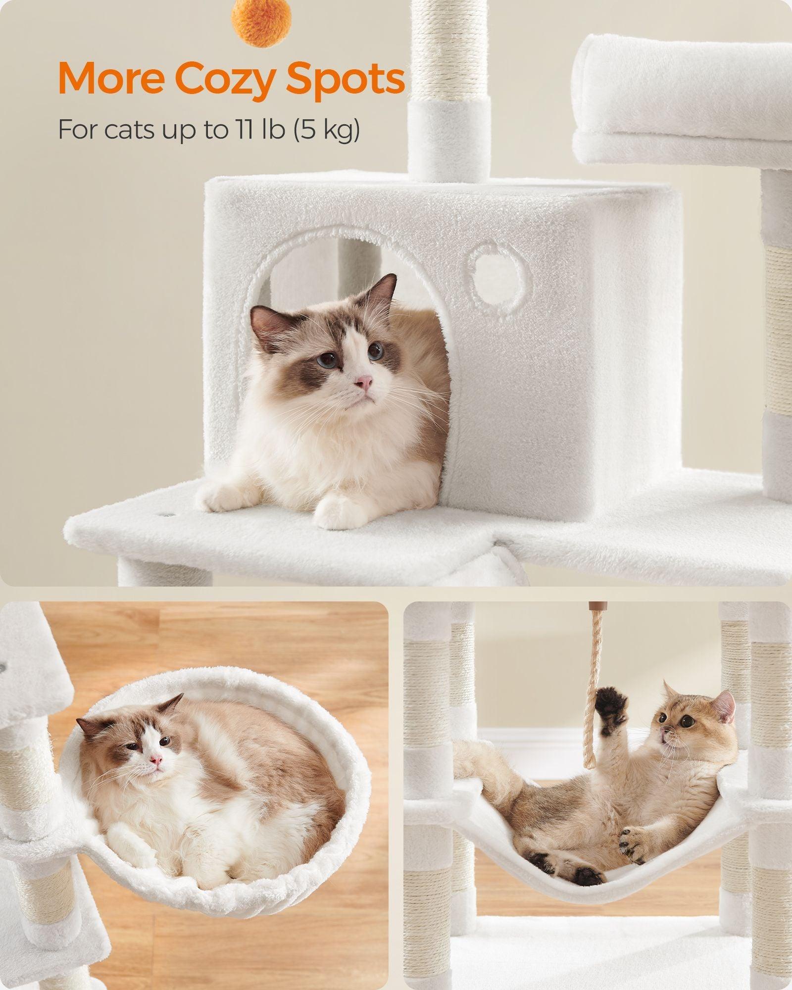 66.1" Tall Large Multi-Level Cat Tree with 13 Scratching Posts Cream White FredCo