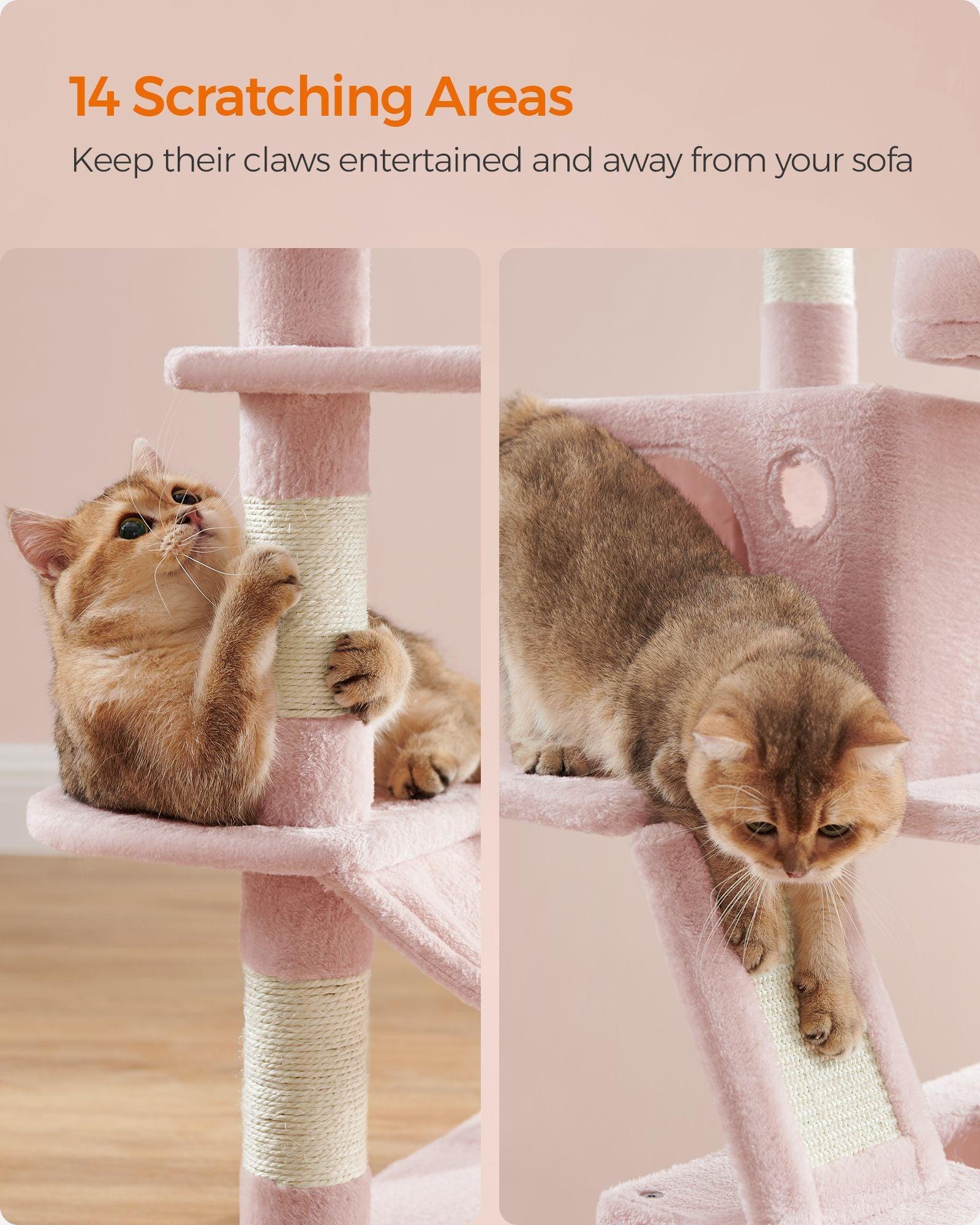 66.1" Tall Large Multi-Level Cat Tree with 13 Scratching Posts Jelly Pink FredCo