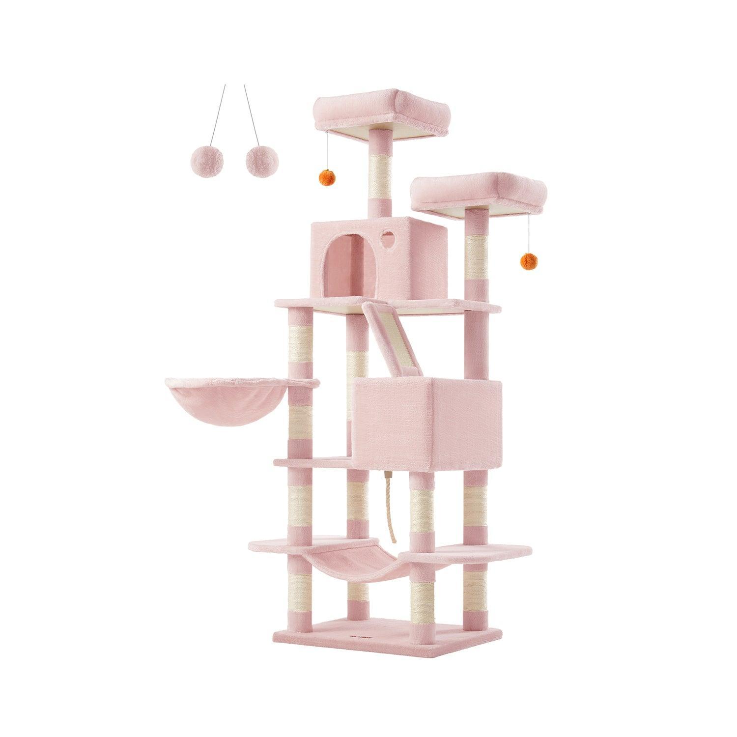 66.1" Tall Large Multi-Level Cat Tree with 13 Scratching Posts Jelly Pink FredCo