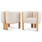 Dining Chairs Set of 2, Modern Stylish Seating with Natural Rubber Wood Frame and Beige Fabric, 225lbs Capacity, for Dining Area, Living Space FredCo