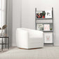 High Quality Elise Mid Century Modern Beige Boucle Swivel Chair with Elegant Design and Multi-functional Use 34.2W'x 30D'x 30H' Swivel Round Chairs for Living Room Bedroom Reading, White FredCo