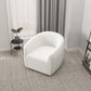 High Quality Elise Mid Century Modern Beige Boucle Swivel Chair with Elegant Design and Multi-functional Use 34.2W'x 30D'x 30H' Swivel Round Chairs for Living Room Bedroom Reading, White FredCo
