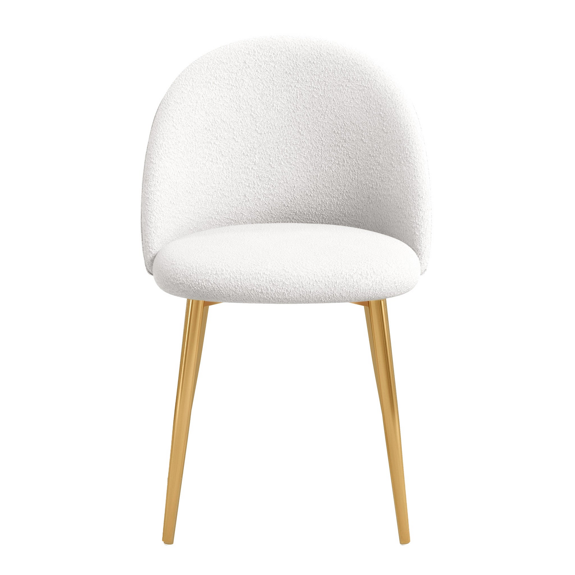 Modern white upholstered accent chair with gold legs, FredCo International furniture