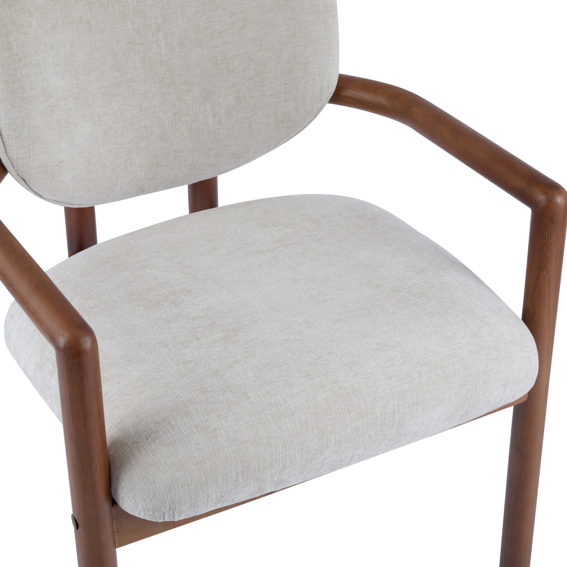 Dining Chairs Set of 2 Upholstered Arm Chairs, Rubber Wood Accent Chairs Beige Fabric Seating, 300 LBS Weight Capacity FredCo