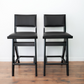 Keira Mid-Century Bar Stool Black PU Leather Solid Wood 18.11 x 17.52 x 38.58 inches Kitchen Counter Barstool with Back Bar Stool (Set of 2) FredCo