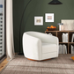 High Quality Elise Mid Century Modern Beige Boucle Swivel Chair with Elegant Design and Multi-functional Use 34.2W'x 30D'x 30H' Swivel Round Chairs for Living Room Bedroom Reading, White FredCo