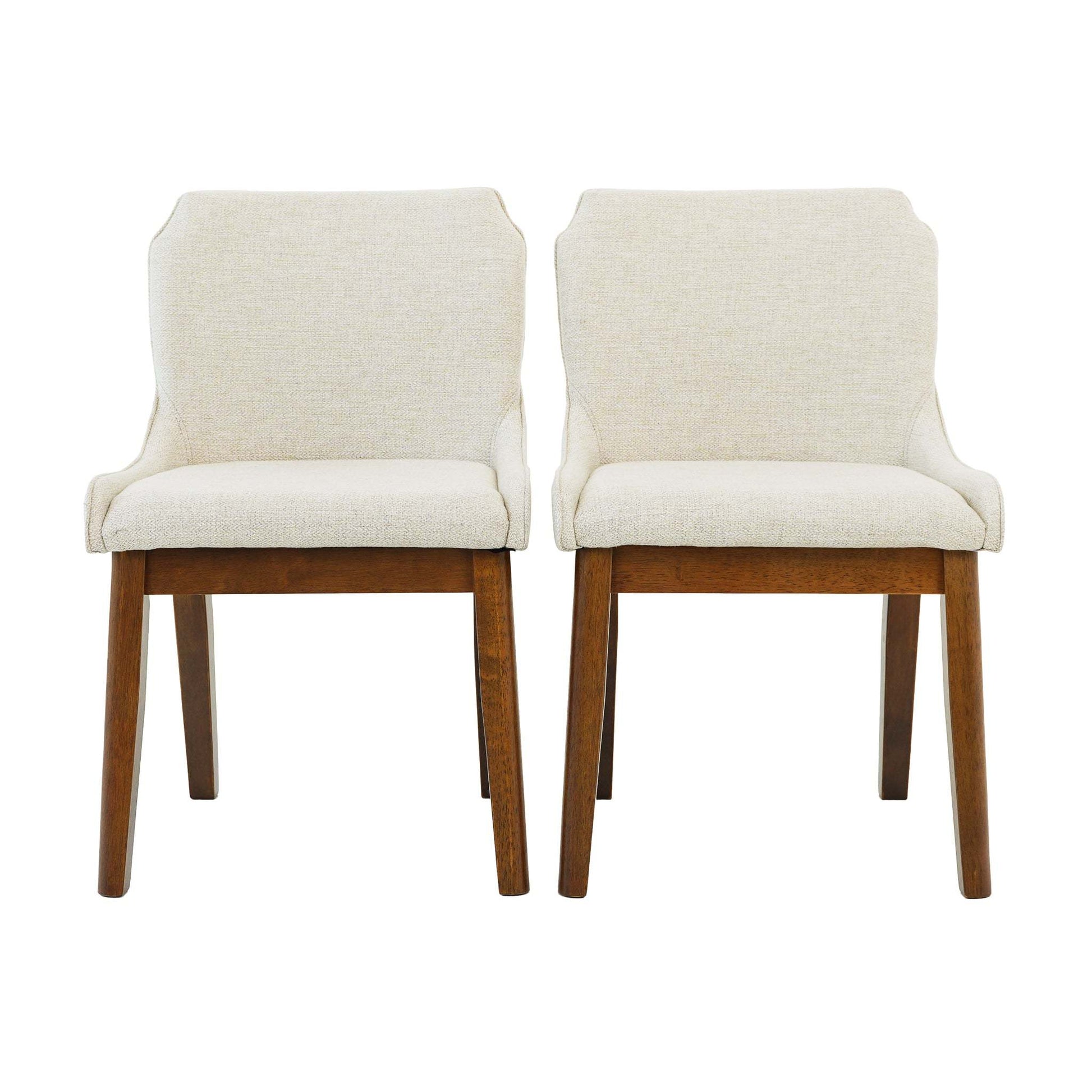 Ellis Mid-Century Modern Dining Chair Set of 2 with Full-Back Support in Beige Linen FredCo