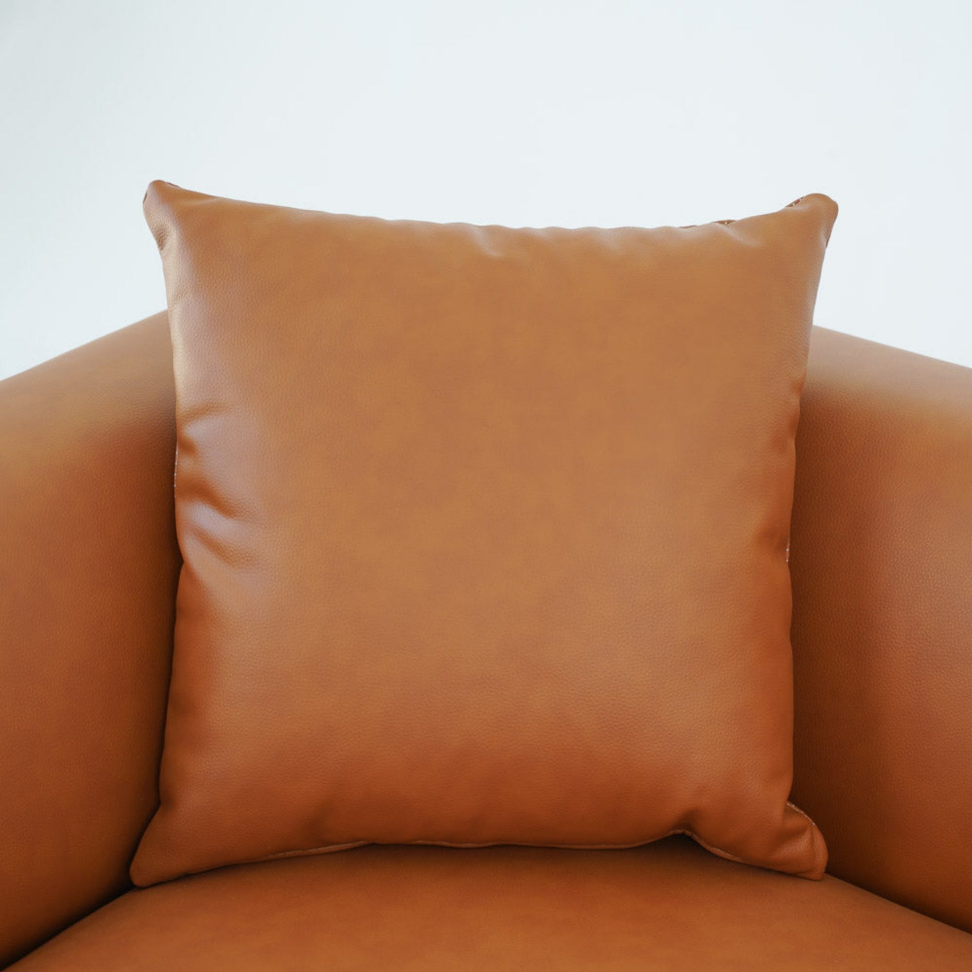 Brown leather accent pillow on matching armchair, modern home furniture from FredCo International