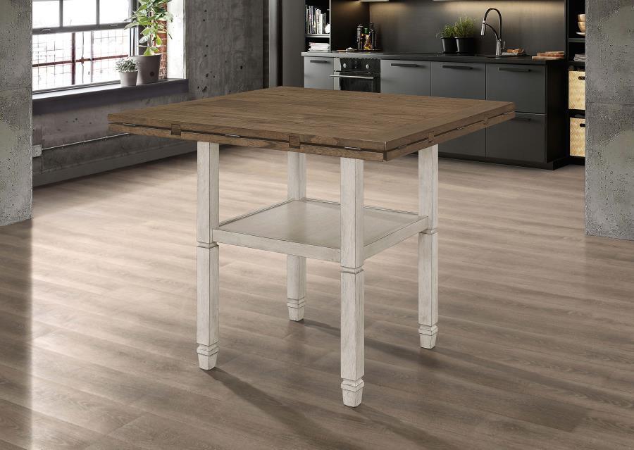 7 PC SET 192818-S7 Coaster Sarasota Counter Height Table and Chairs Nutmeg and Rustic Cream FredCo