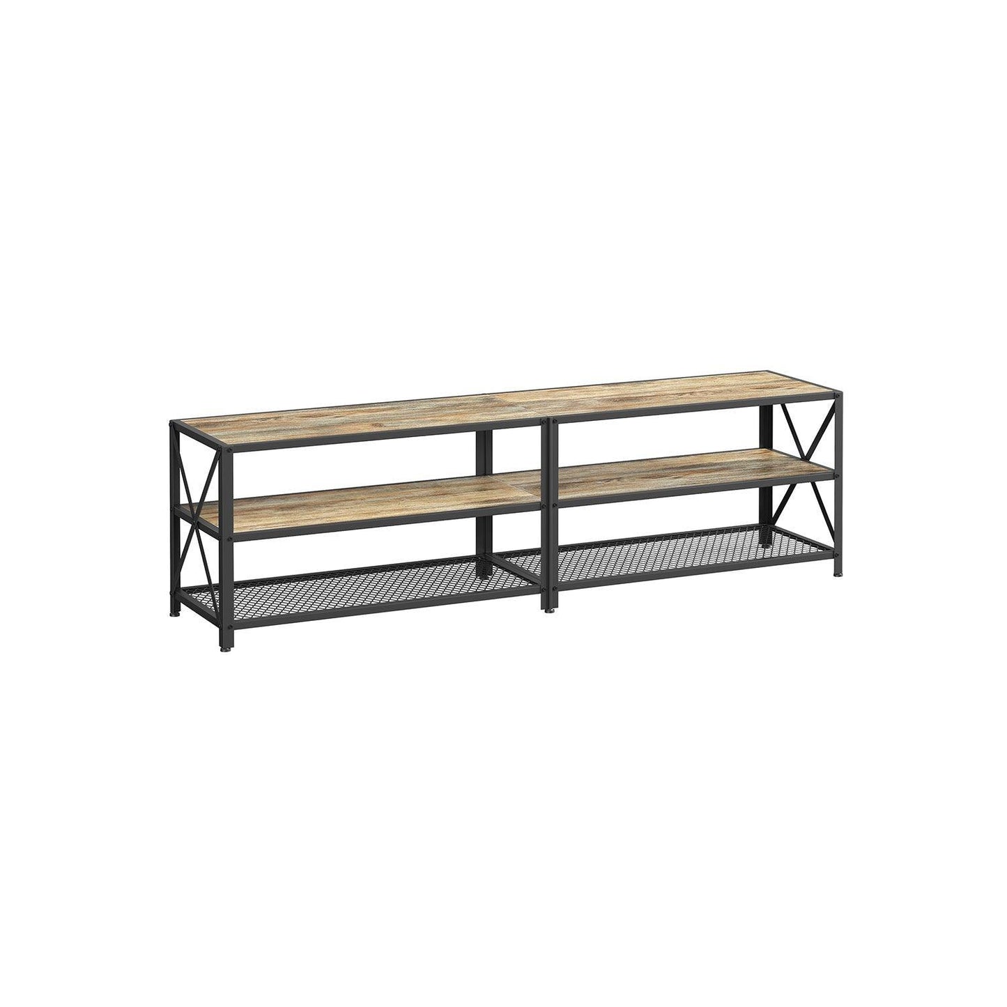 70.1''W TV Stand for TVs Up to 75 Inches Turquoise Brown and Black FredCo