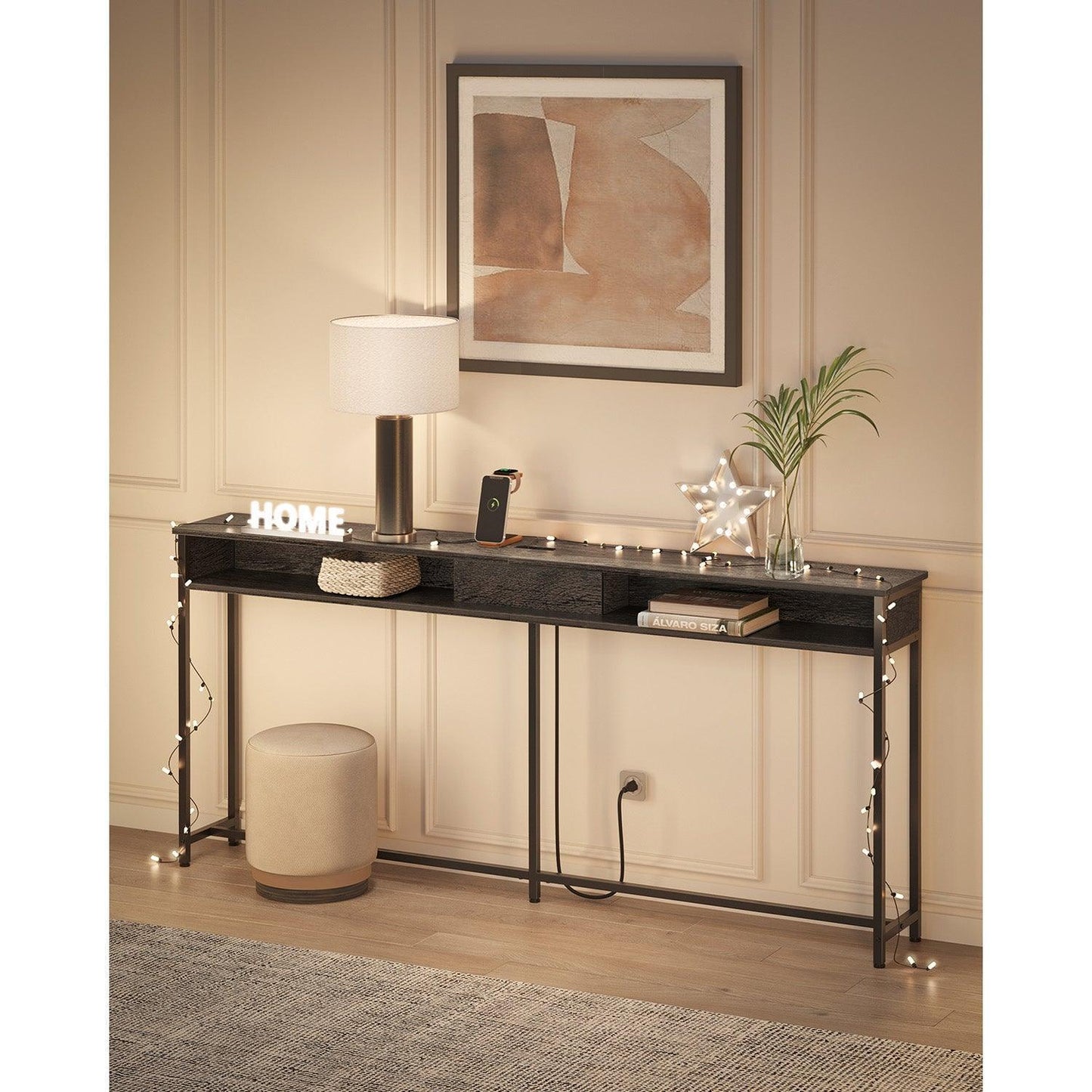 70.9-Inch Narrow Console Table Black FredCo