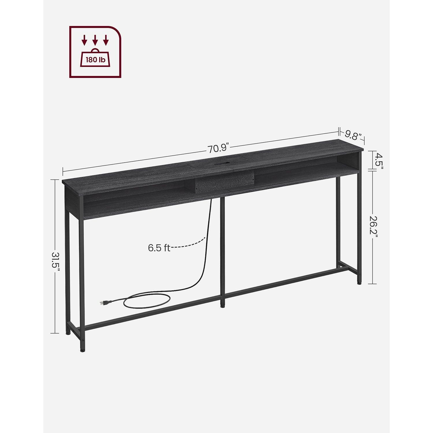 70.9-Inch Narrow Console Table Black FredCo