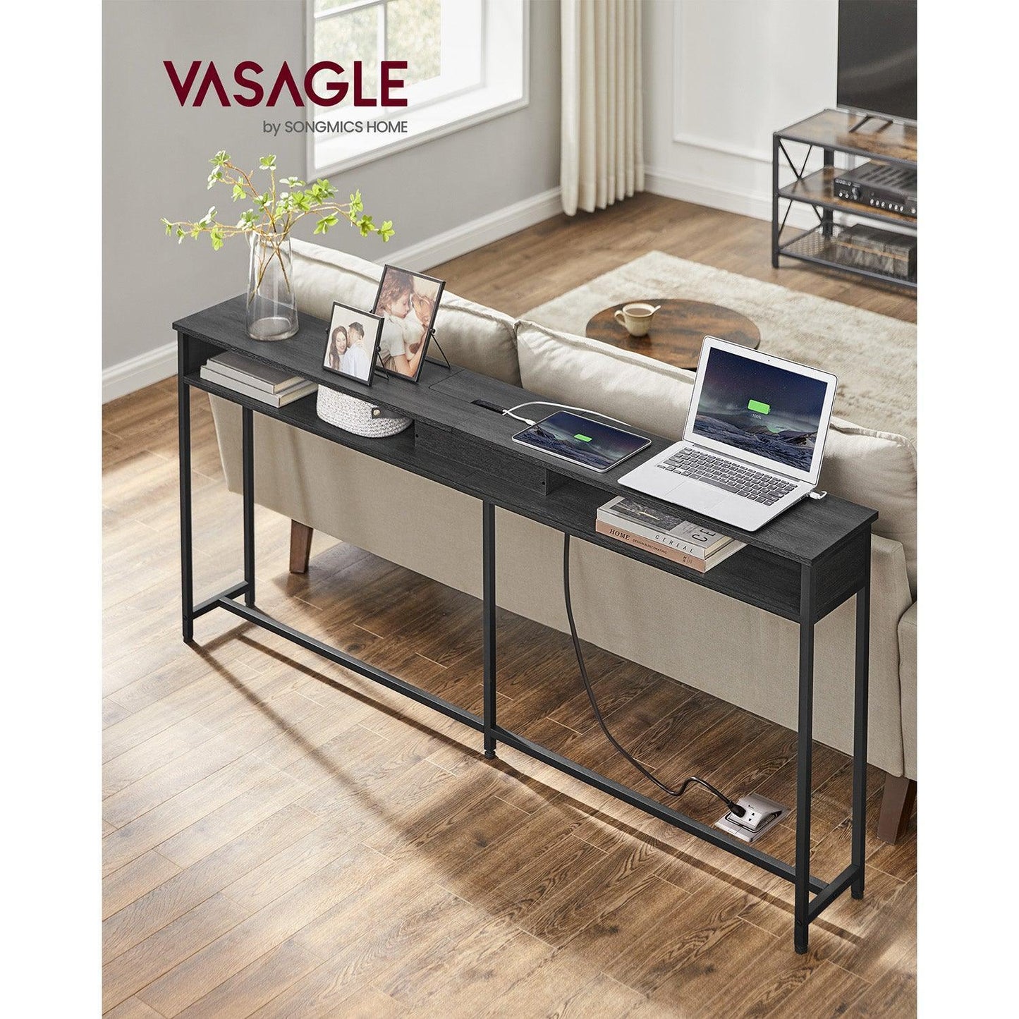 70.9-Inch Narrow Console Table Black FredCo