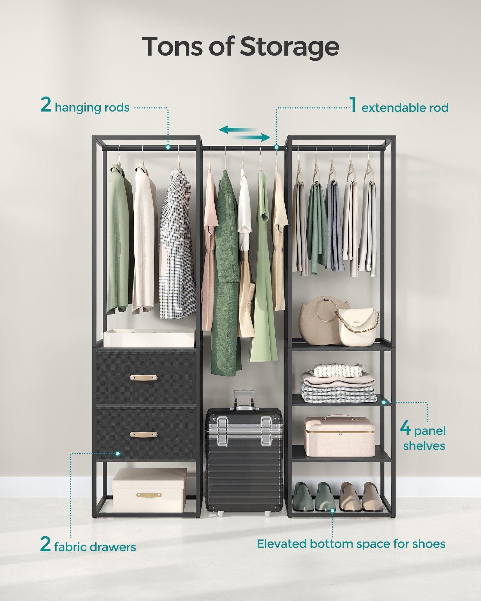 70.9” Wide Freestanding Clothes Rack Ebony Black FredCo