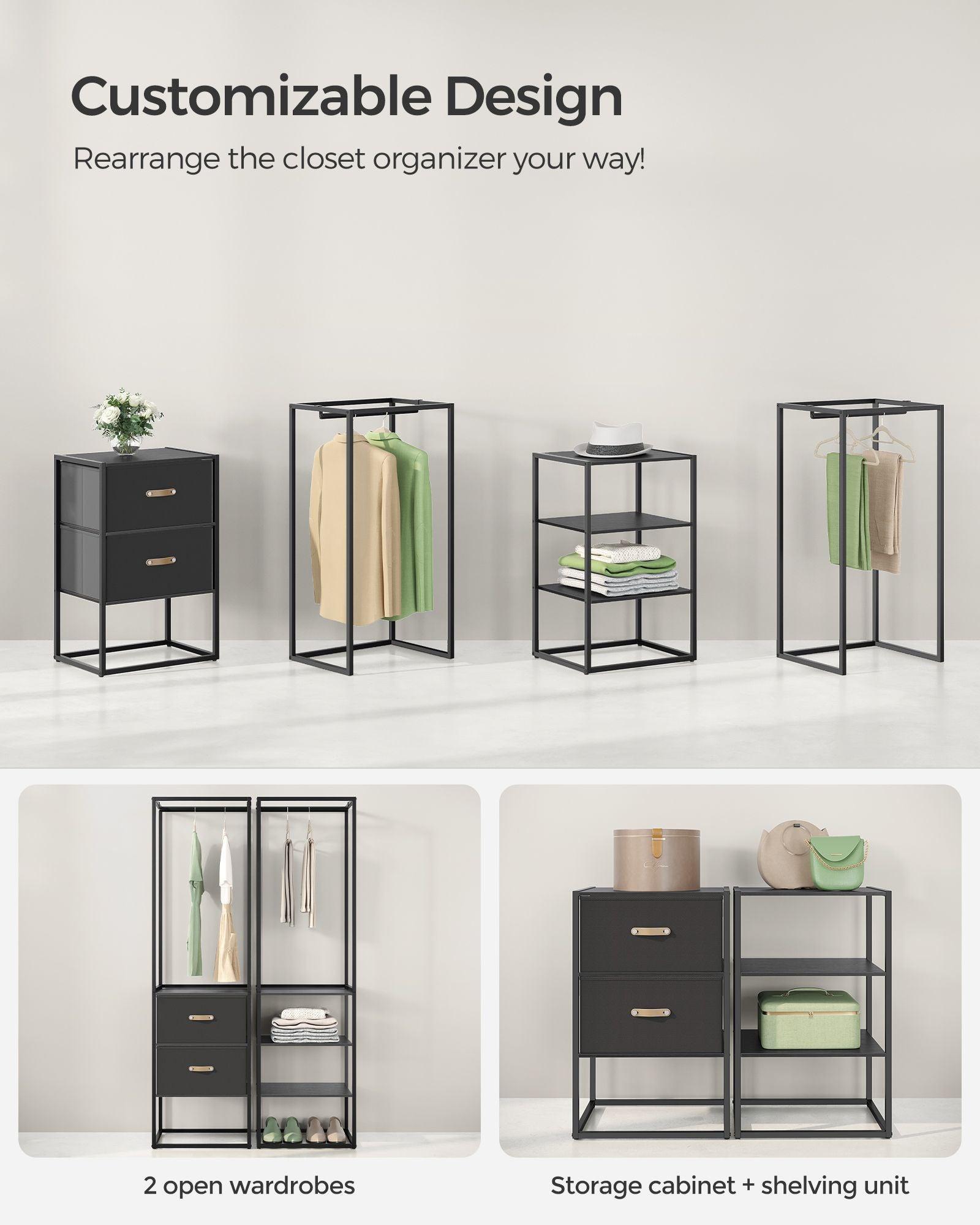70.9” Wide Freestanding Clothes Rack Ebony Black FredCo