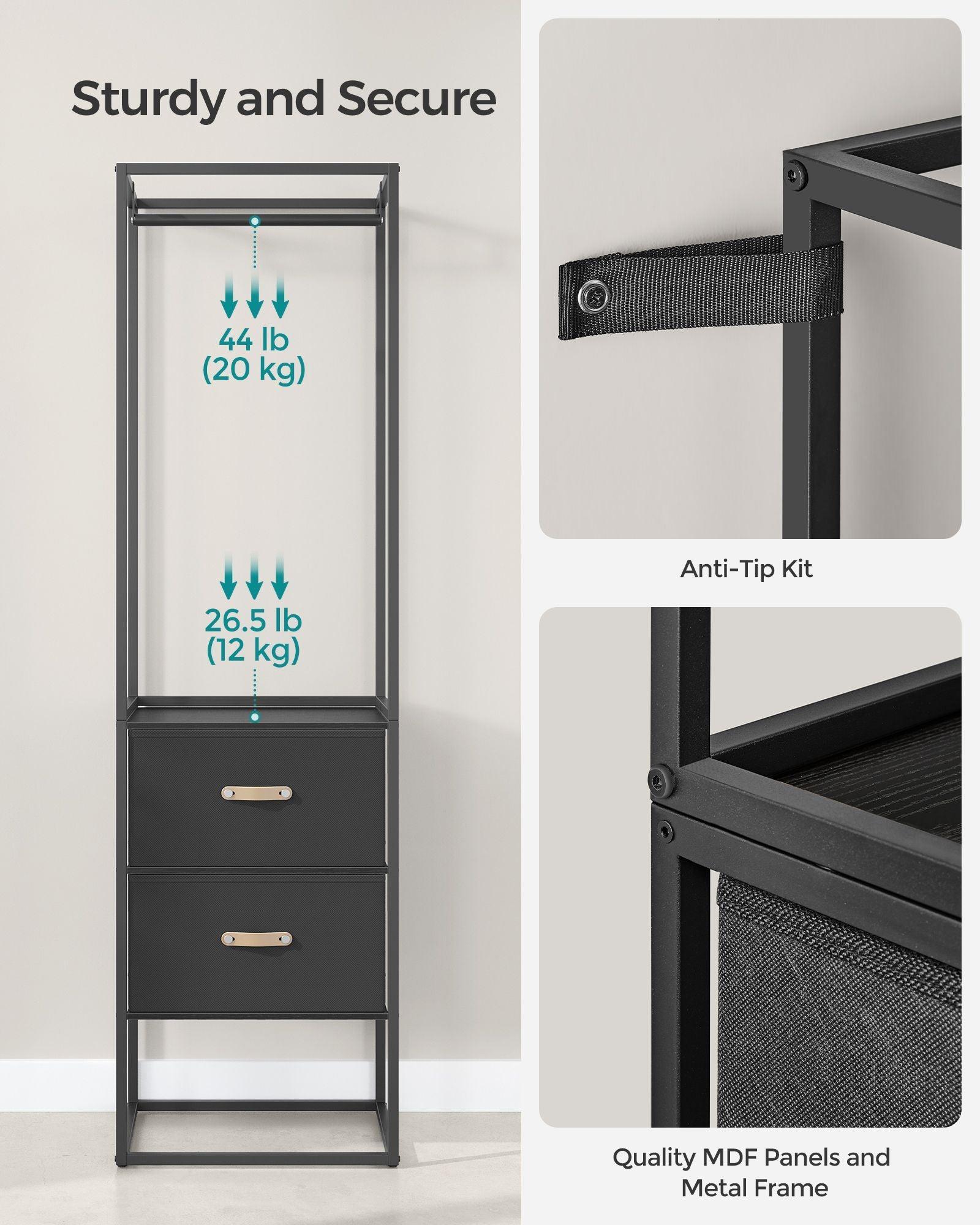 70.9” Wide Freestanding Clothes Rack Ebony Black FredCo
