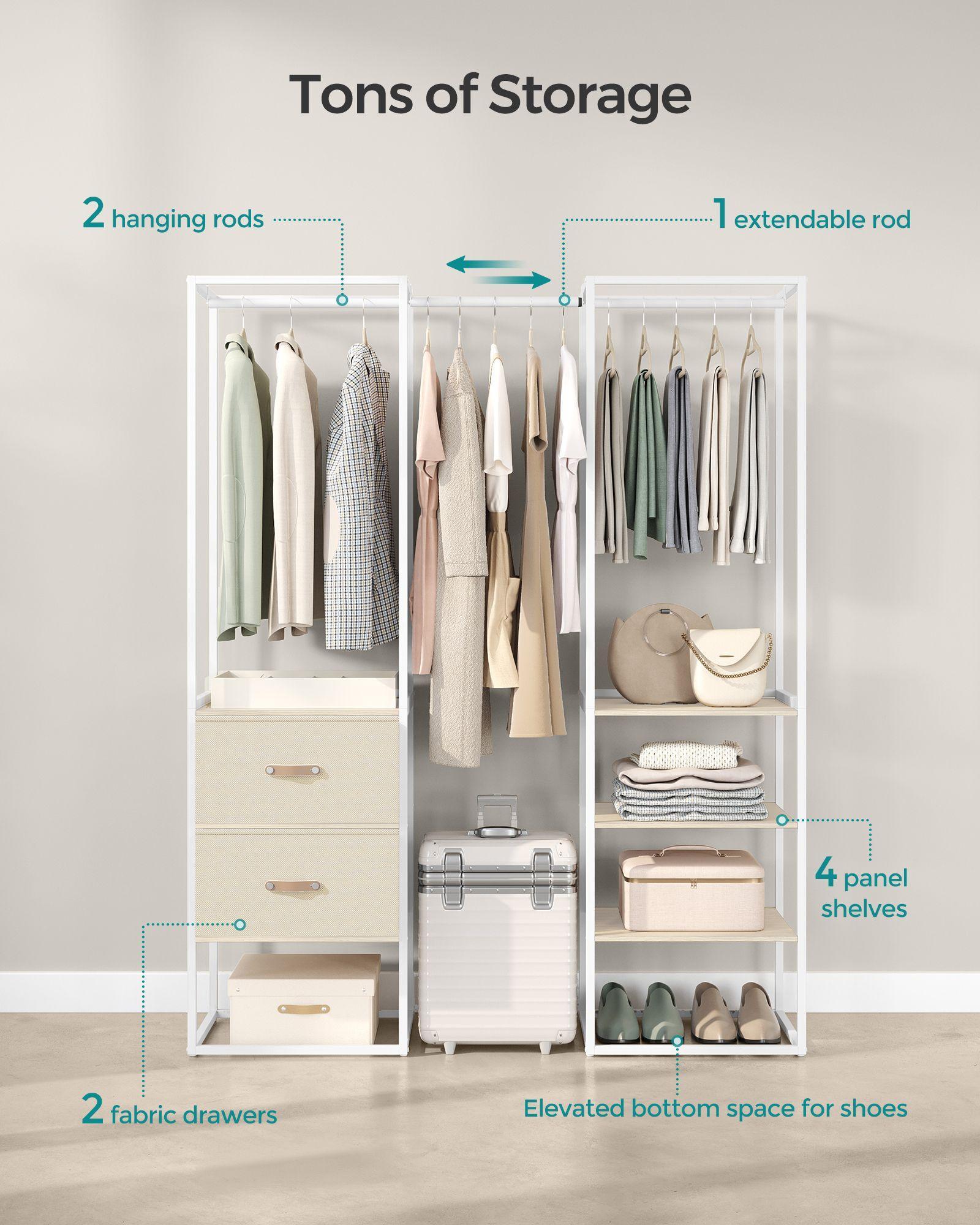 70.9” Wide Freestanding Clothes Rack Natural Beige FredCo