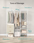 70.9” Wide Freestanding Clothes Rack Natural Beige FredCo