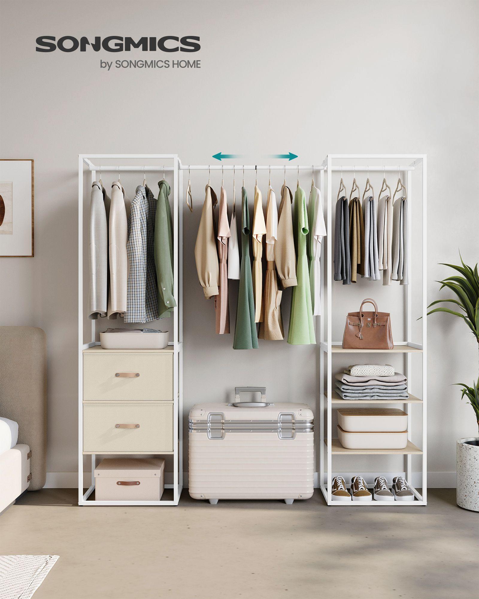 70.9” Wide Freestanding Clothes Rack Natural Beige FredCo