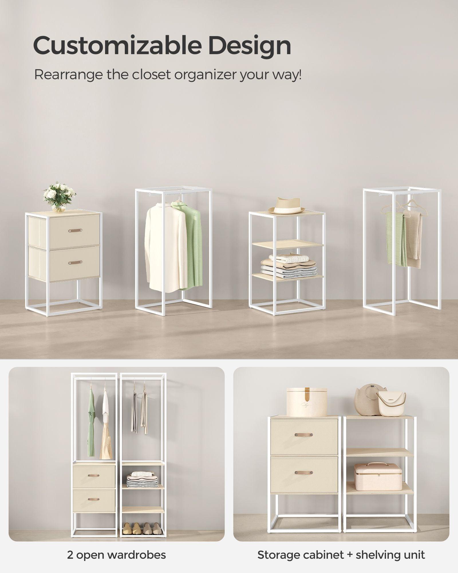 70.9” Wide Freestanding Clothes Rack Natural Beige FredCo