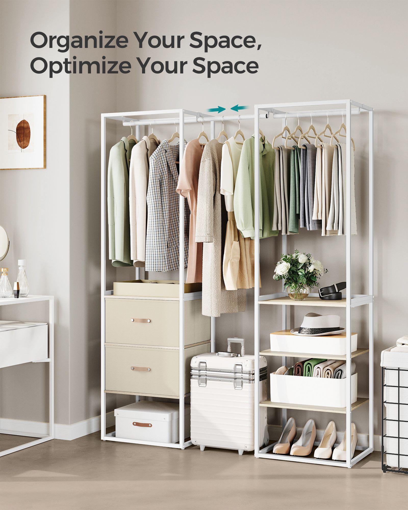 70.9” Wide Freestanding Clothes Rack Natural Beige FredCo