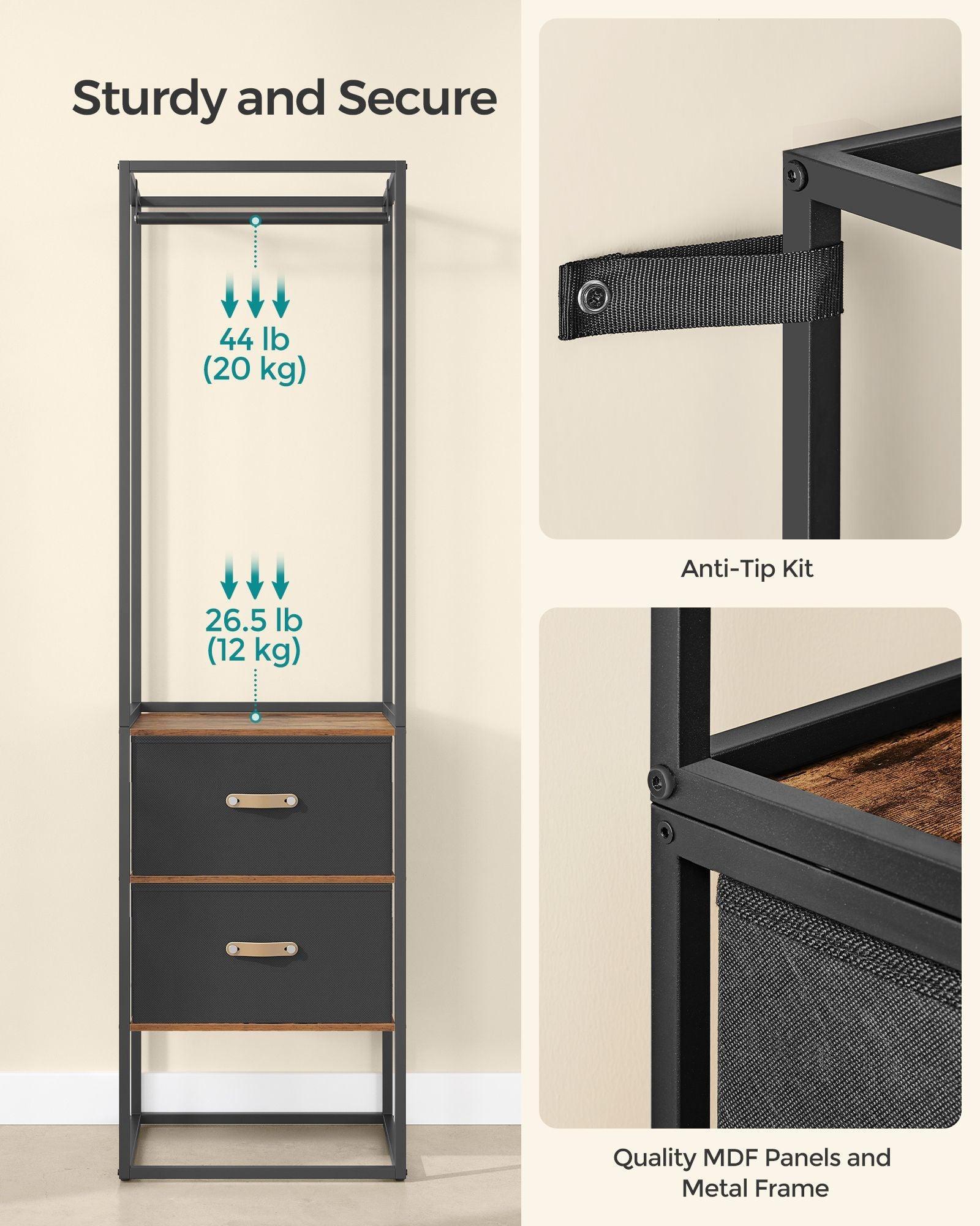 70.9” Wide Freestanding Clothes Rack Rustic Brown FredCo