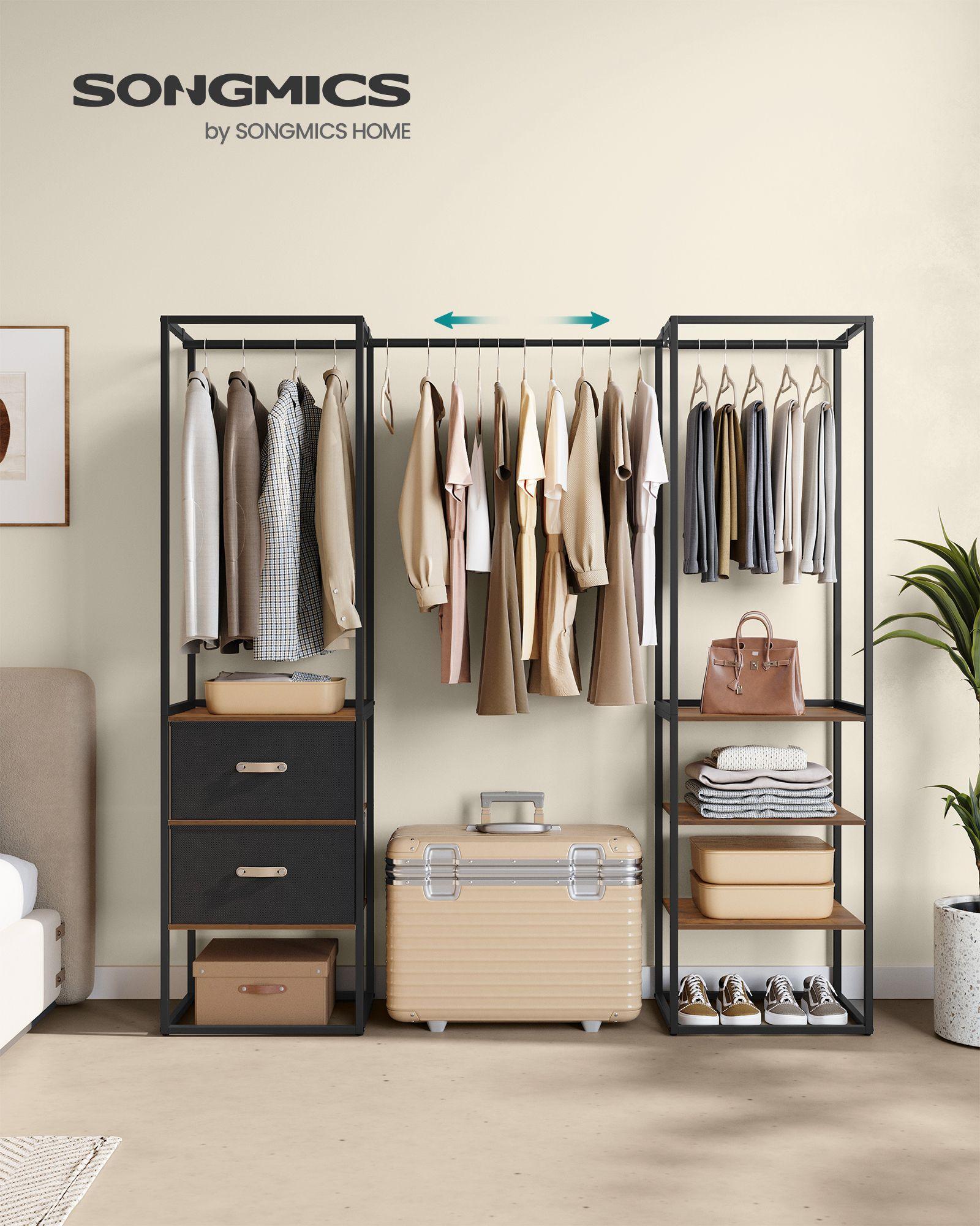 70.9” Wide Freestanding Clothes Rack Rustic Brown FredCo