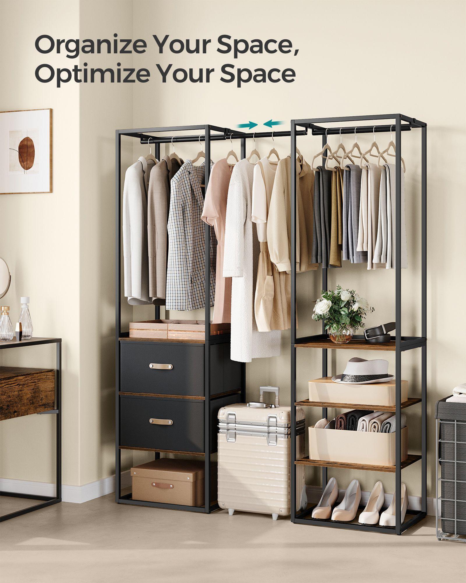 70.9” Wide Freestanding Clothes Rack Rustic Brown FredCo