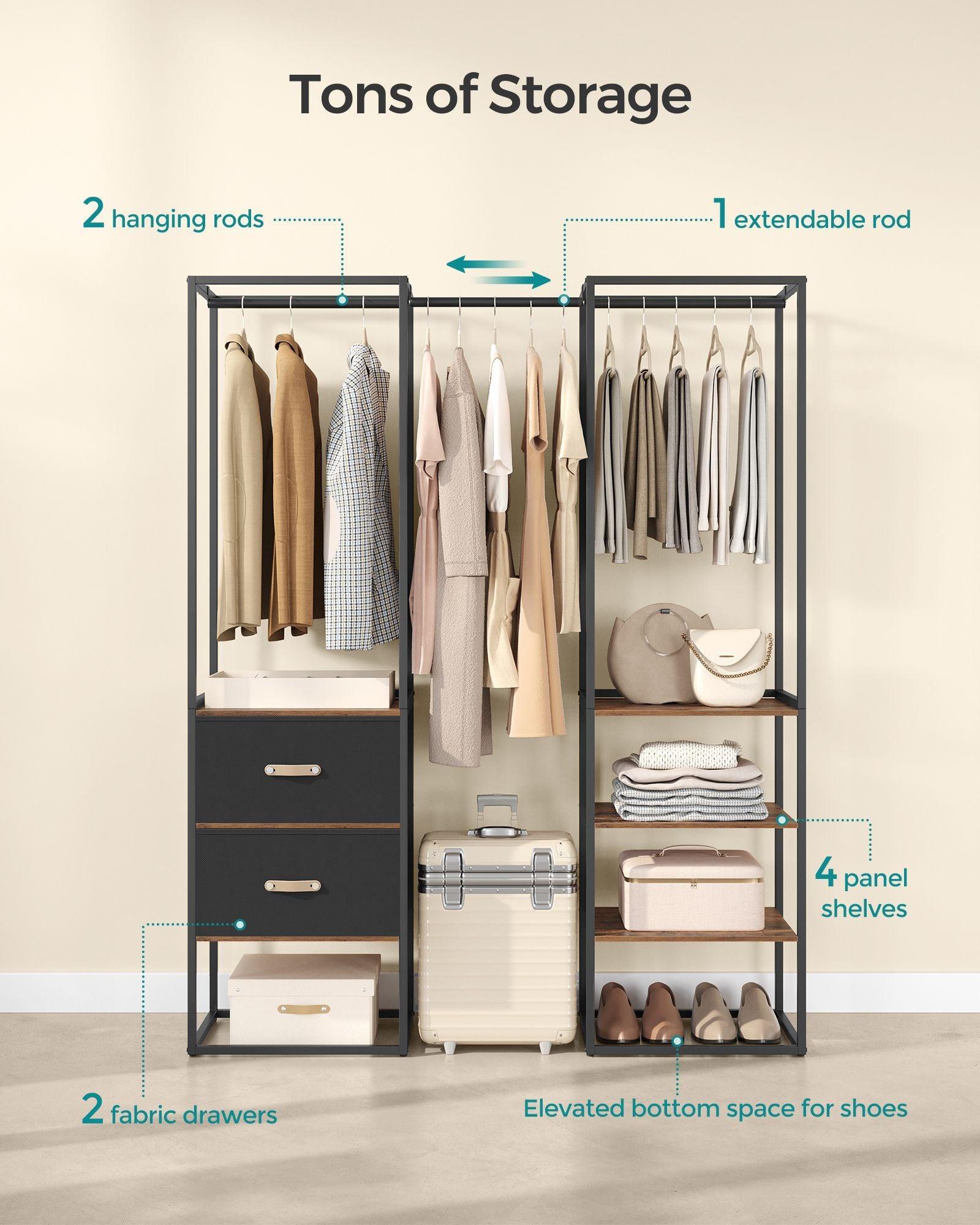 70.9” Wide Freestanding Clothes Rack Rustic Brown FredCo