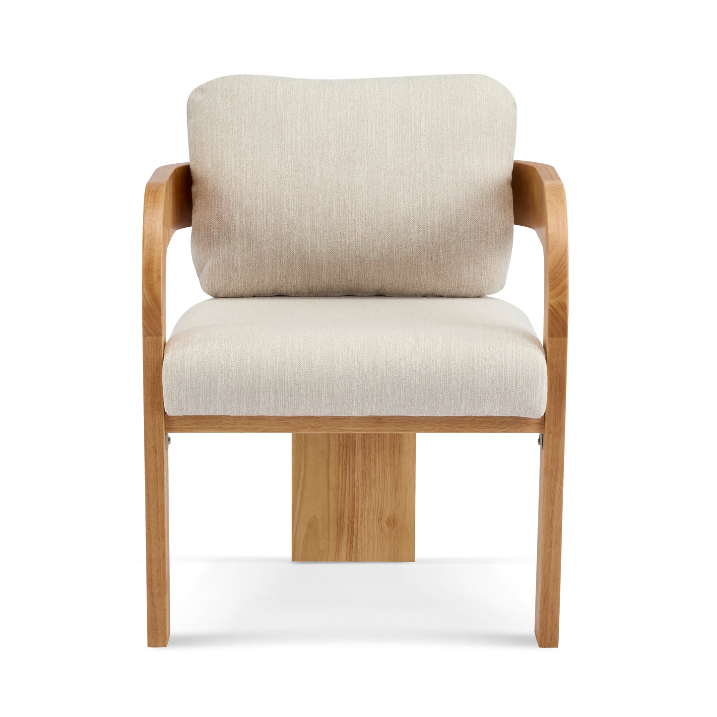 2-Pack Dining Chairs with Pillow Back, Beige Fabric, Natural Color Solid Wood Frame FredCo