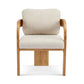 2-Pack Dining Chairs with Pillow Back, Beige Fabric, Natural Color Solid Wood Frame FredCo