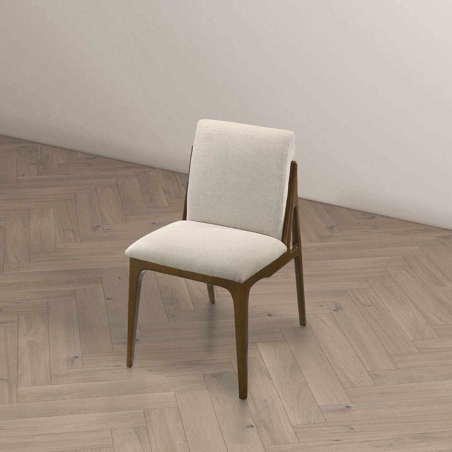 Grivelle Contemporary Cream Fabric Dining Chair Set with Solid Wood Base Set Of 2 FredCo