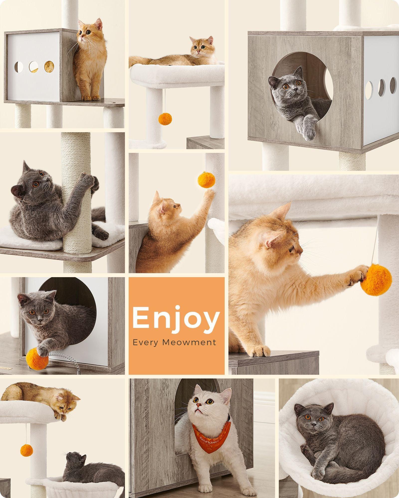 72.8-Inch Tall Cat Tree with Litter Box Enclosure FredCo