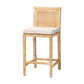 Sofia Modern and Contemporary Natural Finished Wood and Rattan Counter Stool