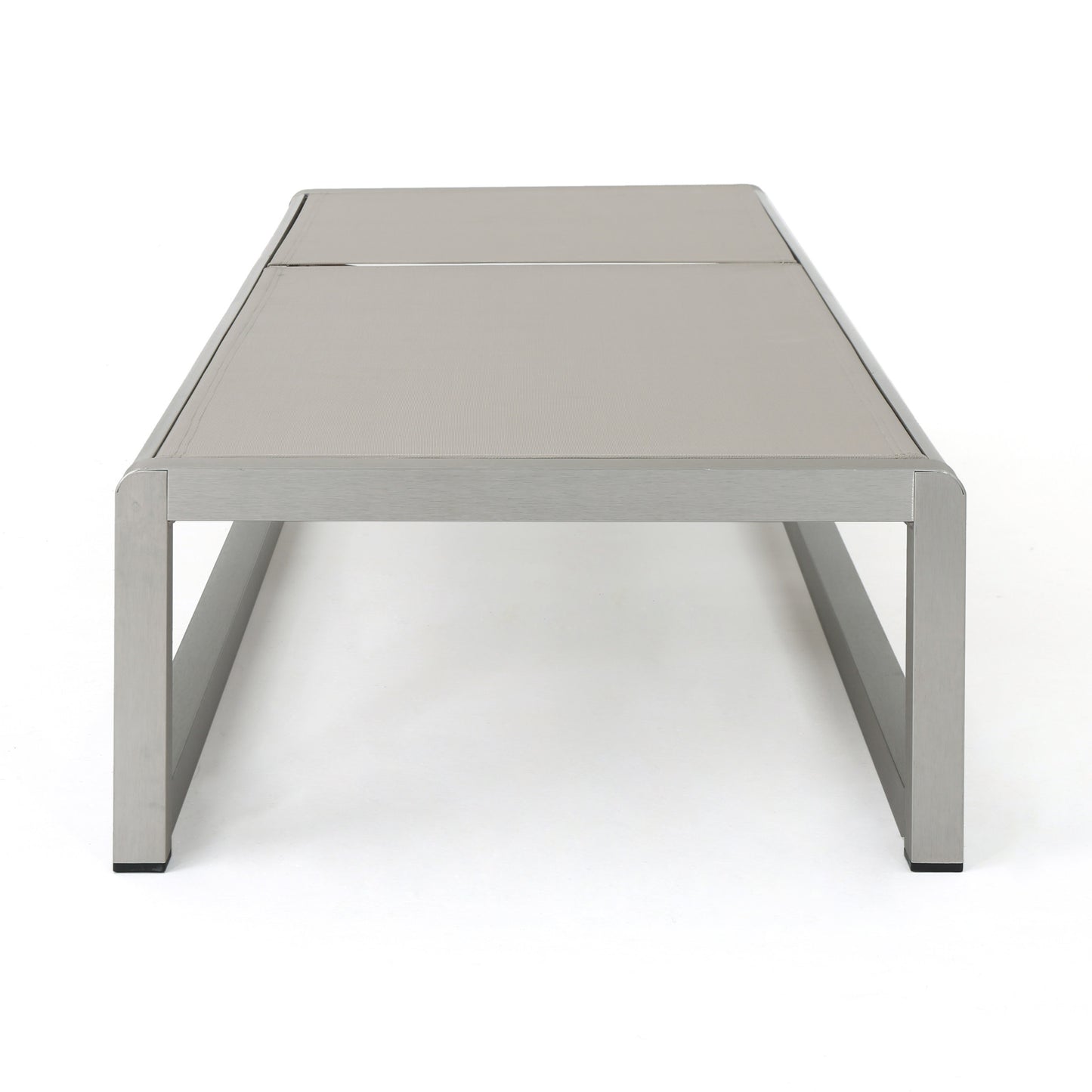 Outdoor Chaise Lounge Set of 2 with Adjustable Aluminum Frame and Textilene Mesh Seating in Grey FredCo