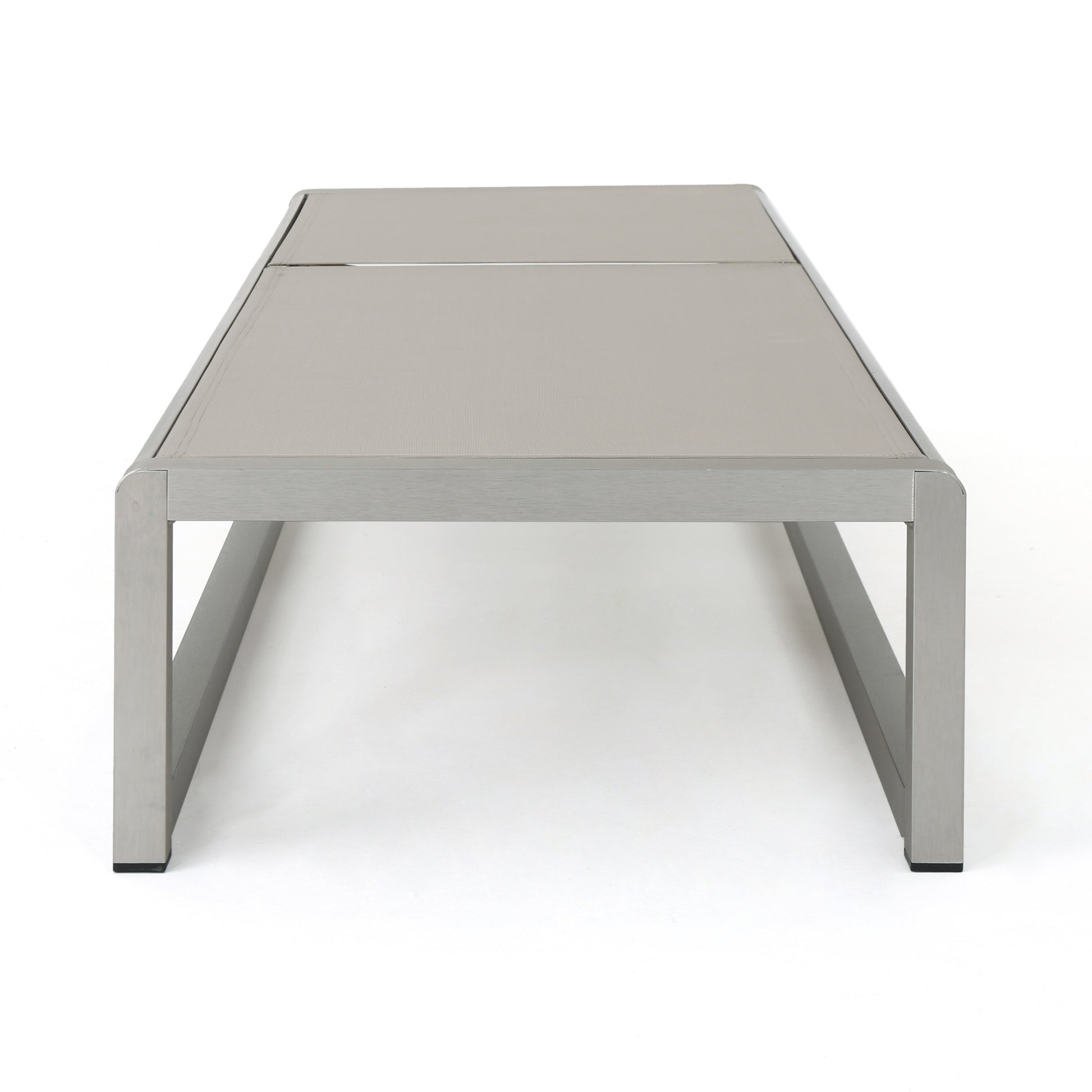 Outdoor Chaise Lounge Set of 2 with Adjustable Aluminum Frame and Textilene Mesh Seating in Grey FredCo