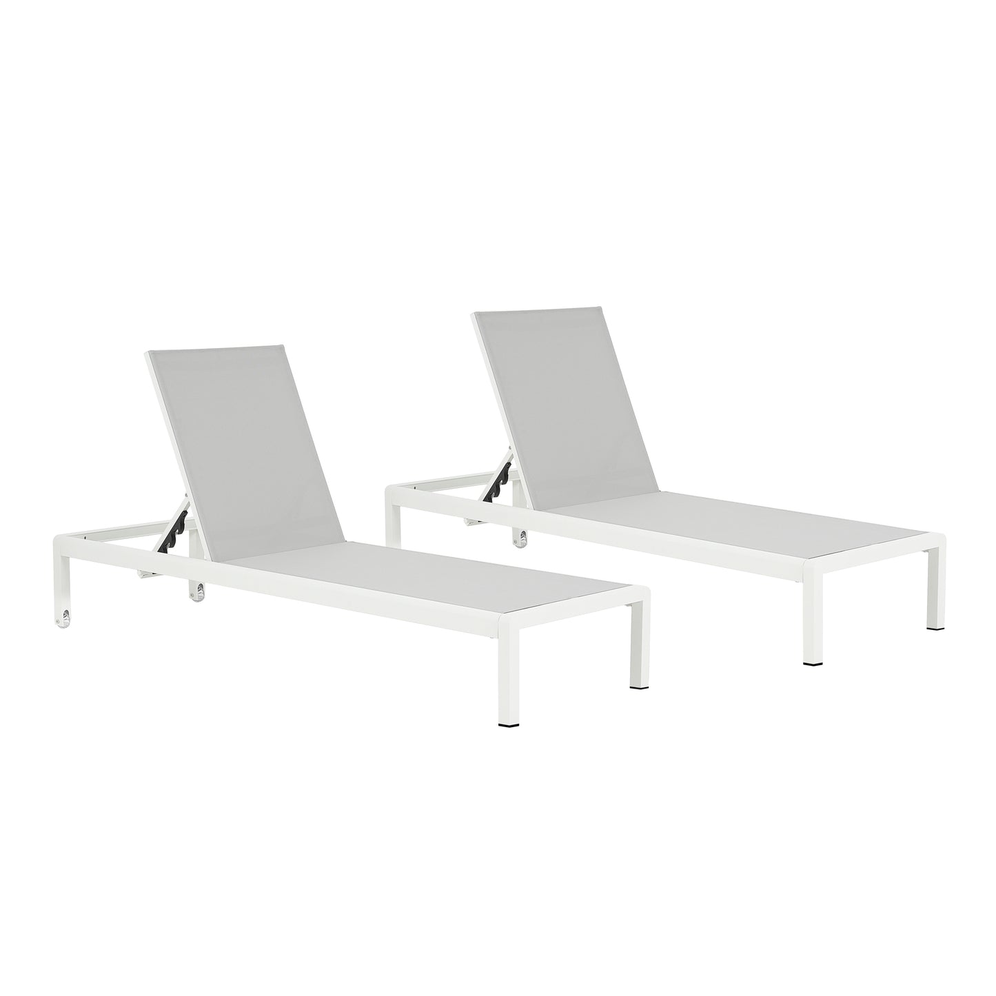 Outdoor Chaise Lounge Chair Set of 2, Aluminum Adjustable Outside Chair for Pool Patio Beach Yard, All Weather Use UV Resistant 400lbs Weight Capacity
