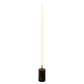 Modern minimalist floor lamp with slim gold pole and round black base, FredCo International furniture
