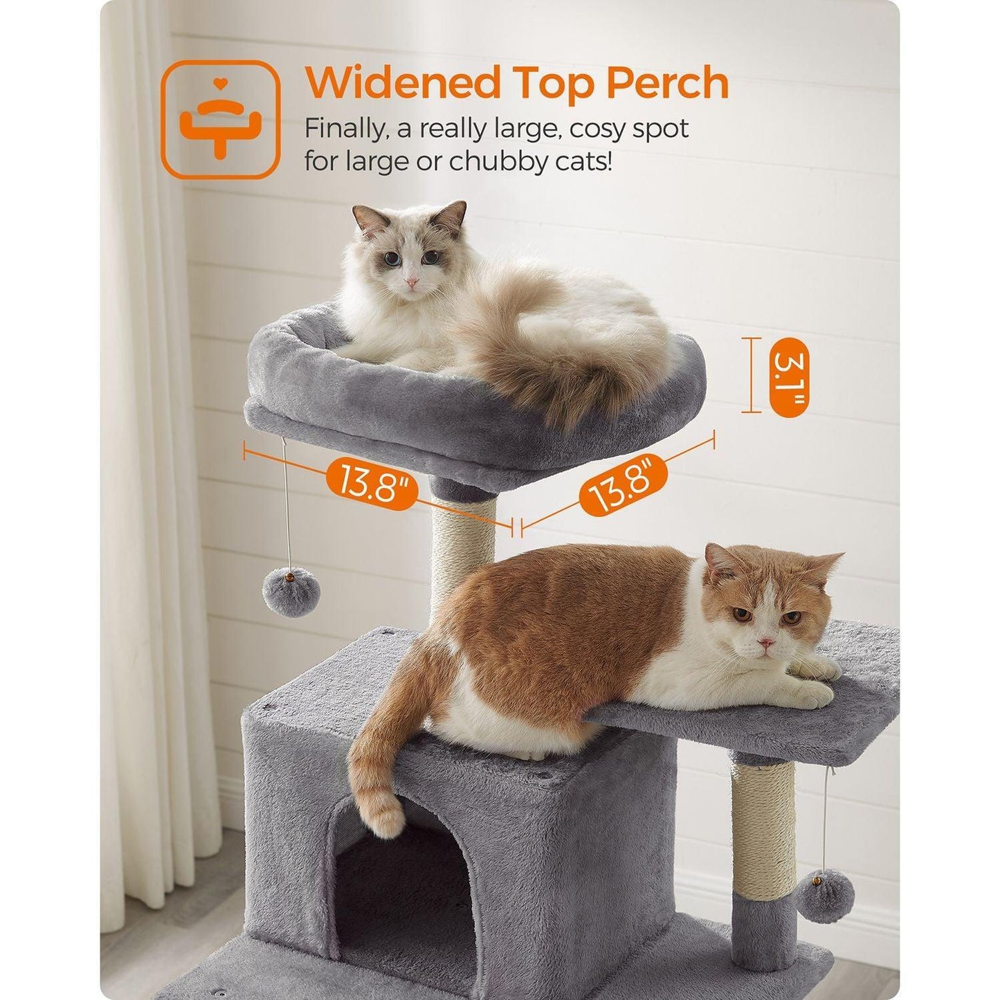 75.2-Inch Large Cat Tree Light Gray FredCo